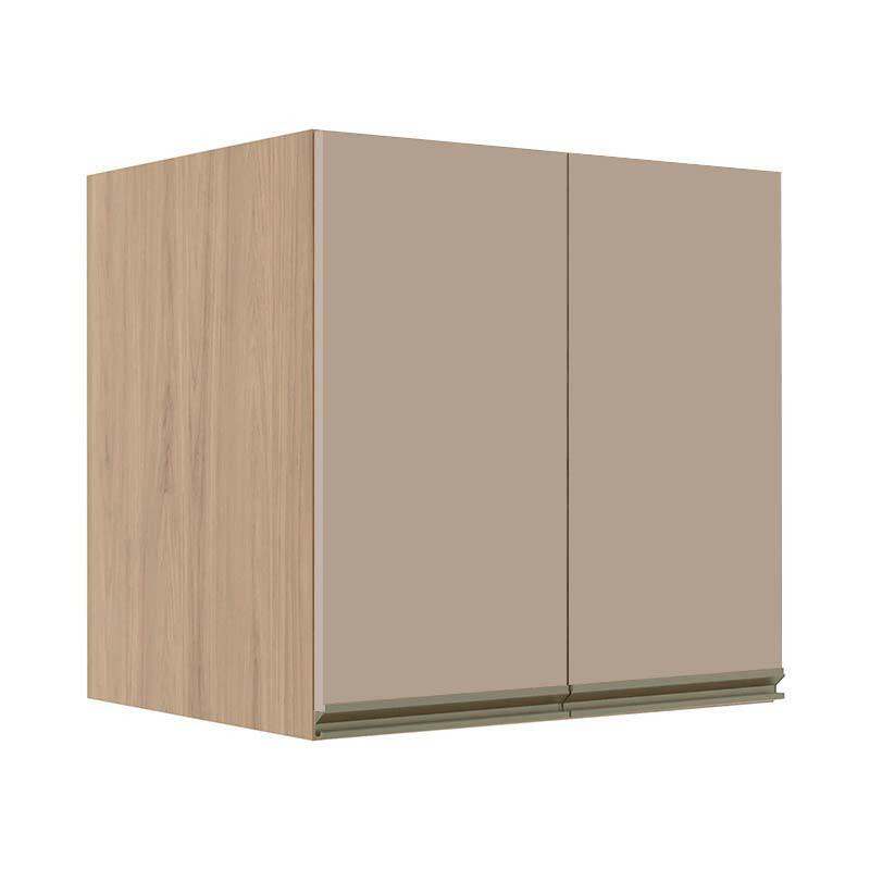 Módulo Armário Aéreo 68x60x56cm 2 Portas 100% MDF Cozinha Modulada Gold J Robel Hanover/Fendi Matte