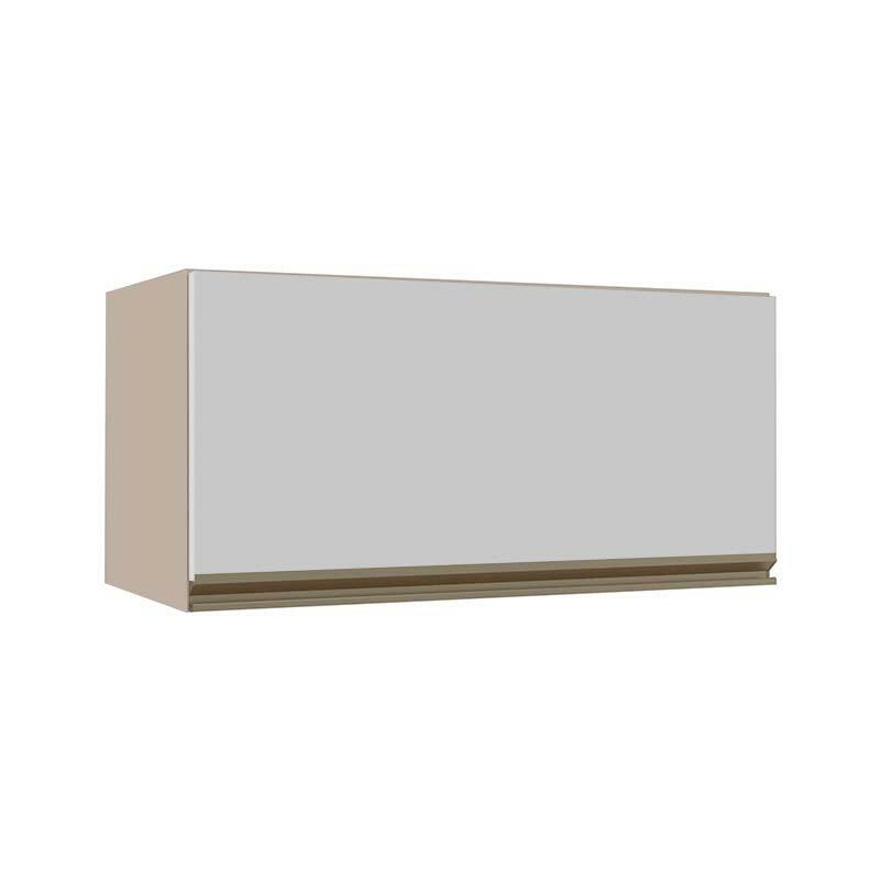 Módulo Armário Aéreo 70cm Porta Basculante 100% MDF Cozinha Modulada Gold J Robel Fendi/Branco Matte