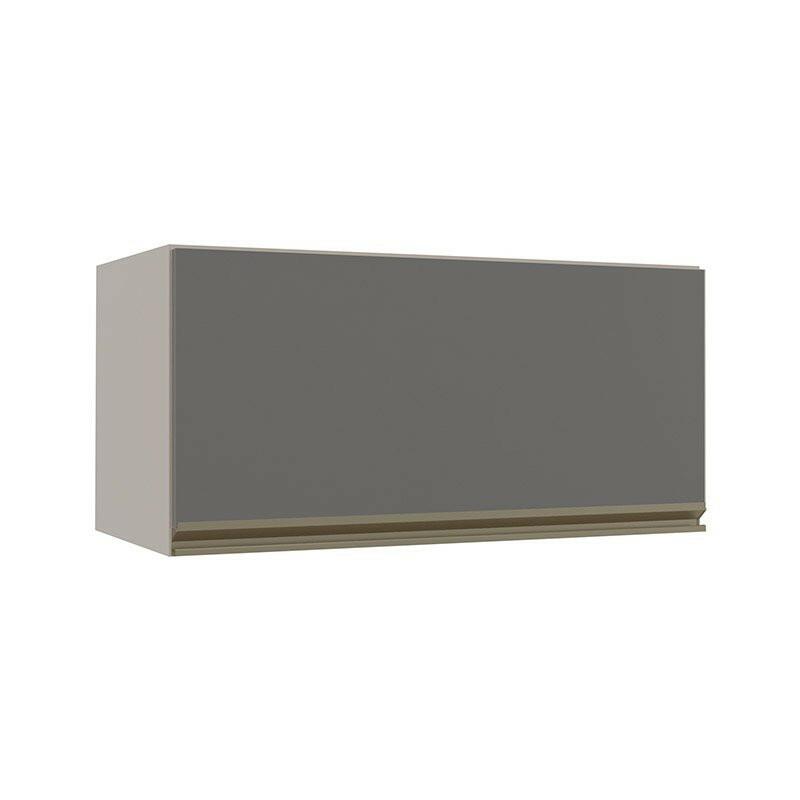 Módulo Armário Aéreo 70cm Porta Basculante 100% MDF Cozinha Modulada Gold Robel Fendi/Cinza