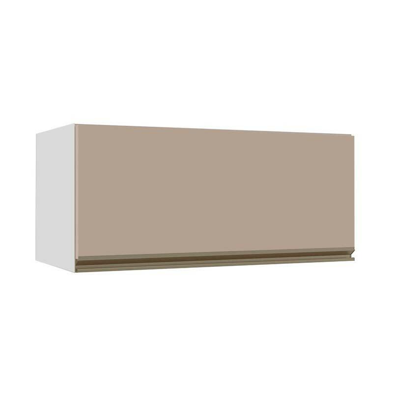 Módulo Armário Aéreo 80cm Porta Basculante 100% MDF Cozinha Modulada Gold J Robel Branco/Fendi Matte