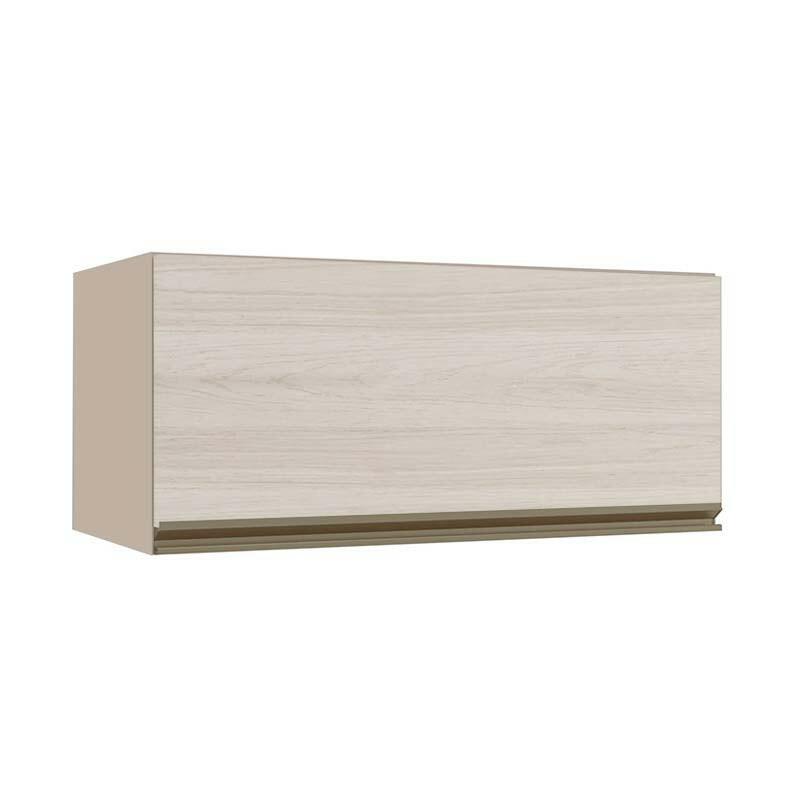 Módulo Armário Aéreo 80cm Porta Basculante 100% MDF Cozinha Modulada Gold J Robel Fendi/Aspen