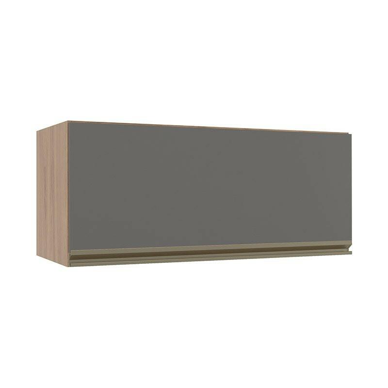 Módulo Armário Aéreo 80cm Porta Basculante 100% MDF Cozinha Modulada Gold Robel Hanover/Cinza