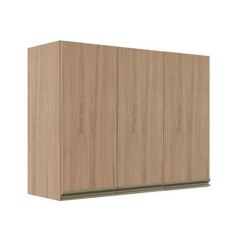 Módulo Armário Aéreo 88x120x34cm 3 Portas 100% MDF Cozinha Modulada Gold J Robel Hanover/Hanover