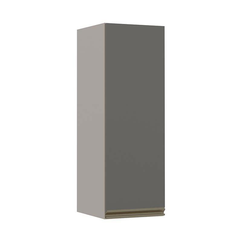 Módulo Armário Aéreo 88x30 1 Porta 100% MDF Cozinha Modulada Gold Robel Fendi/Cinza