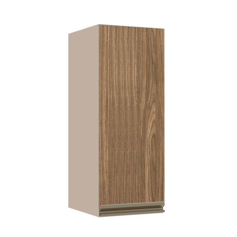 Módulo Armário Aéreo 88x35x34cm 1 Porta 100% MDF Cozinha Modulada Gold J Robel Fendi/Amendoeira BP