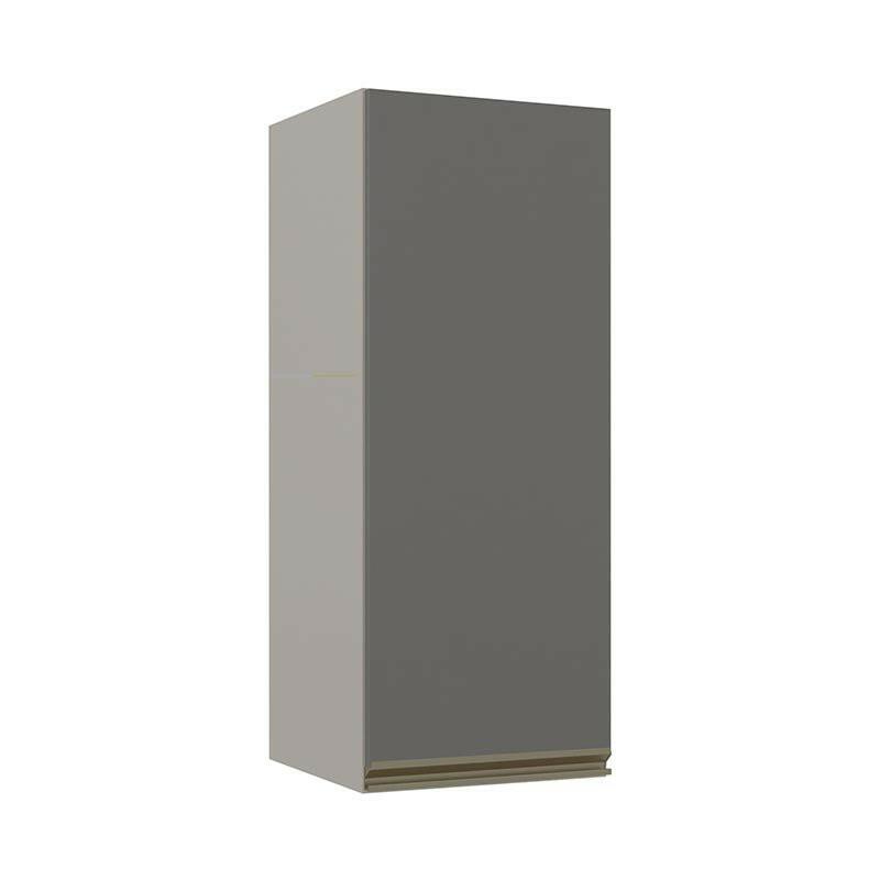 Módulo Armário Aéreo 88x35 1 Porta 100% MDF Cozinha Modulada Gold Robel Fendi/Cinza