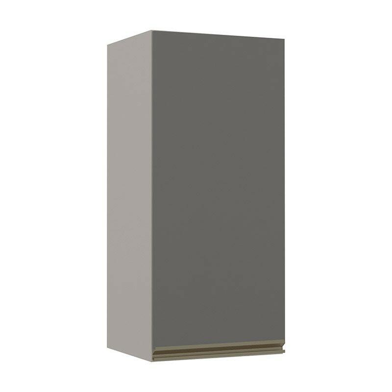 Módulo Armário Aéreo 88x40 1 Porta 100% MDF Cozinha Modulada Gold Robel Fendi/Cinza