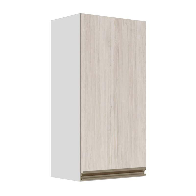 Módulo Armário Aéreo 88x40x34cm 1 Porta 100% MDF Cozinha Modulada Gold J Robel Branco/Aspen