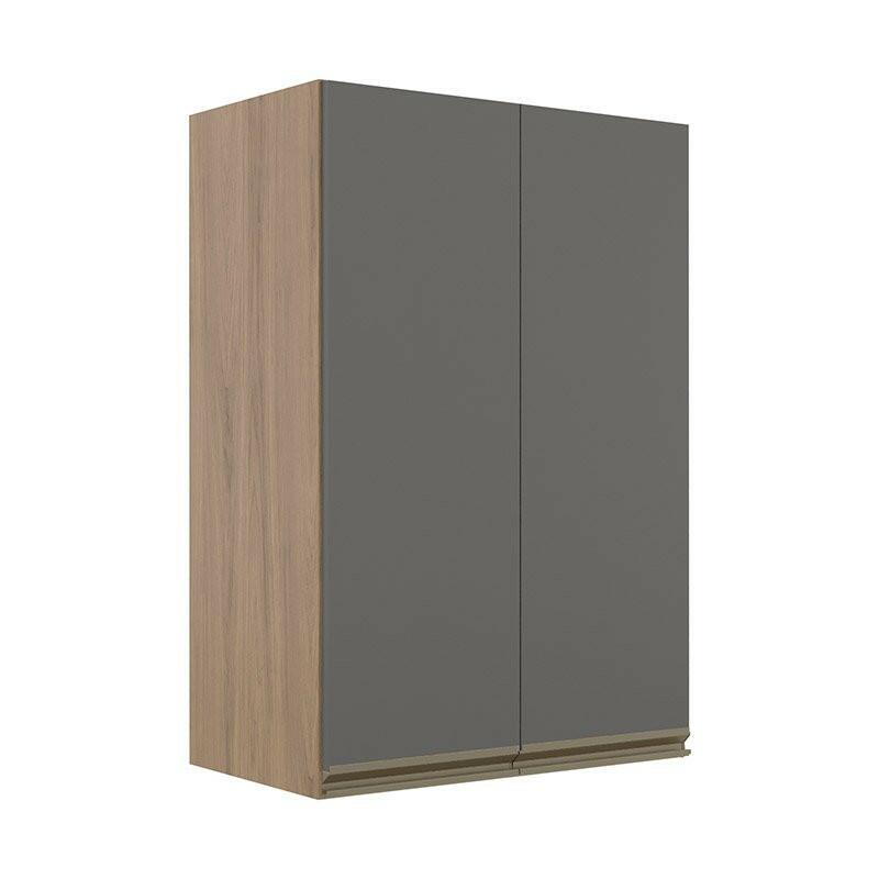 Módulo Armário Aéreo 88x60 2 Portas 100% MDF Cozinha Modulada Gold Robel Hanover/Cinza
