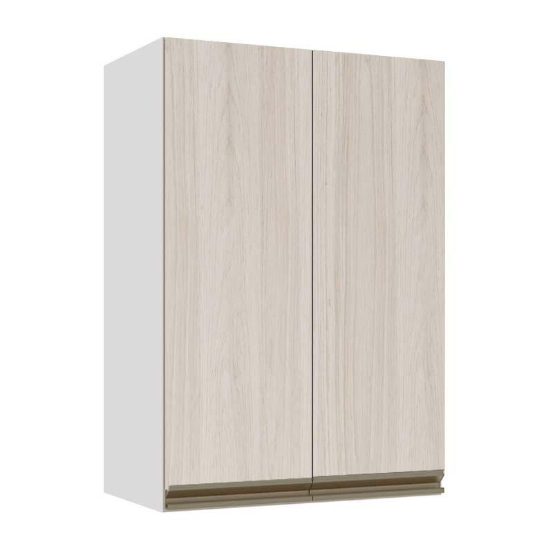 Módulo Armário Aéreo 88x60x34cm 2 Portas 100% MDF Cozinha Modulada Gold J Robel Branco/Aspen