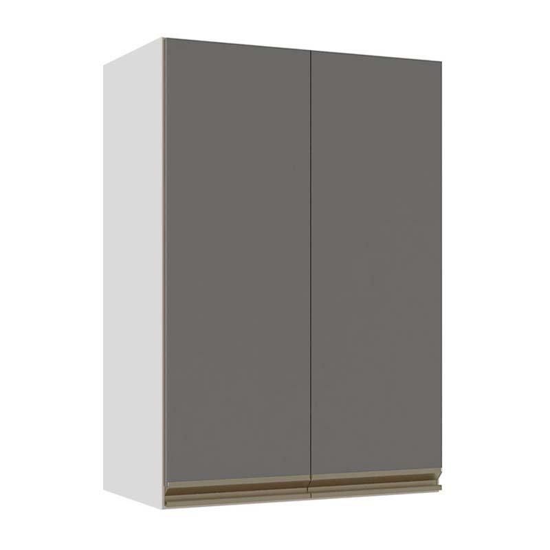 Módulo Armário Aéreo 88x60x34cm 2 Portas 100% MDF Cozinha Modulada Gold J Robel Branco/Cinza Matte
