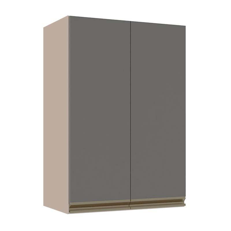 Módulo Armário Aéreo 88x60x34cm 2 Portas 100% MDF Cozinha Modulada Gold J Robel Fendi/Cinza Matte