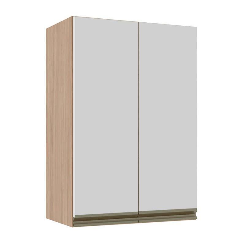 Módulo Armário Aéreo 88x60x34cm 2 Portas 100% MDF Cozinha Modulada Gold J Robel Hanover/Branco Matte
