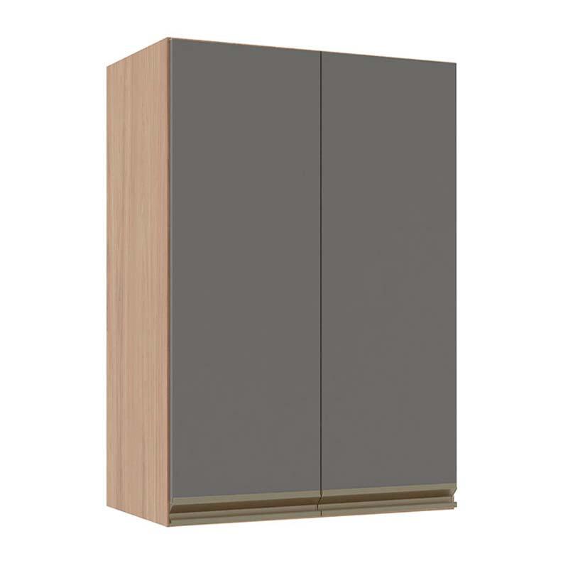 Módulo Armário Aéreo 88x60x34cm 2 Portas 100% MDF Cozinha Modulada Gold J Robel Hanover/Cinza Matte