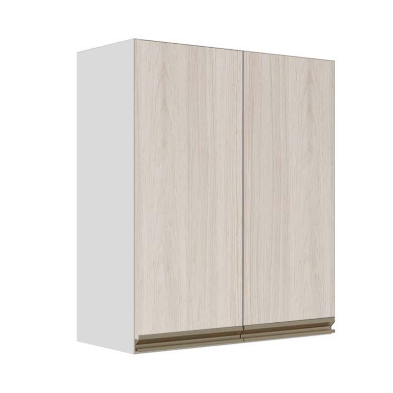 Módulo Armário Aéreo 88x70x34cm 2 Portas 100% MDF Cozinha Modulada Gold J Robel Branco/Aspen
