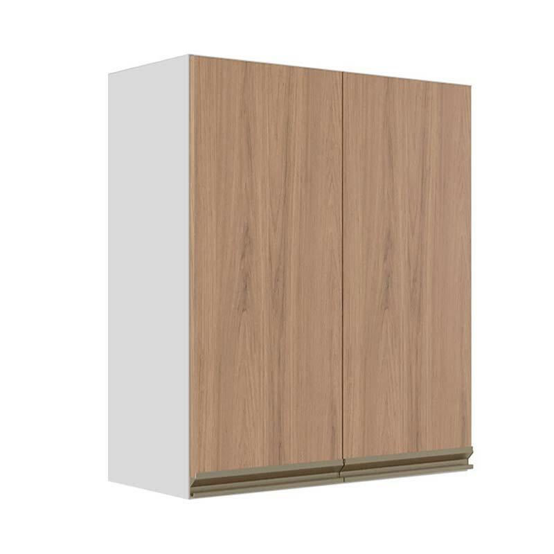 Módulo Armário Aéreo 88x70x34cm 2 Portas 100% MDF Cozinha Modulada Gold J Robel Branco/Hanover