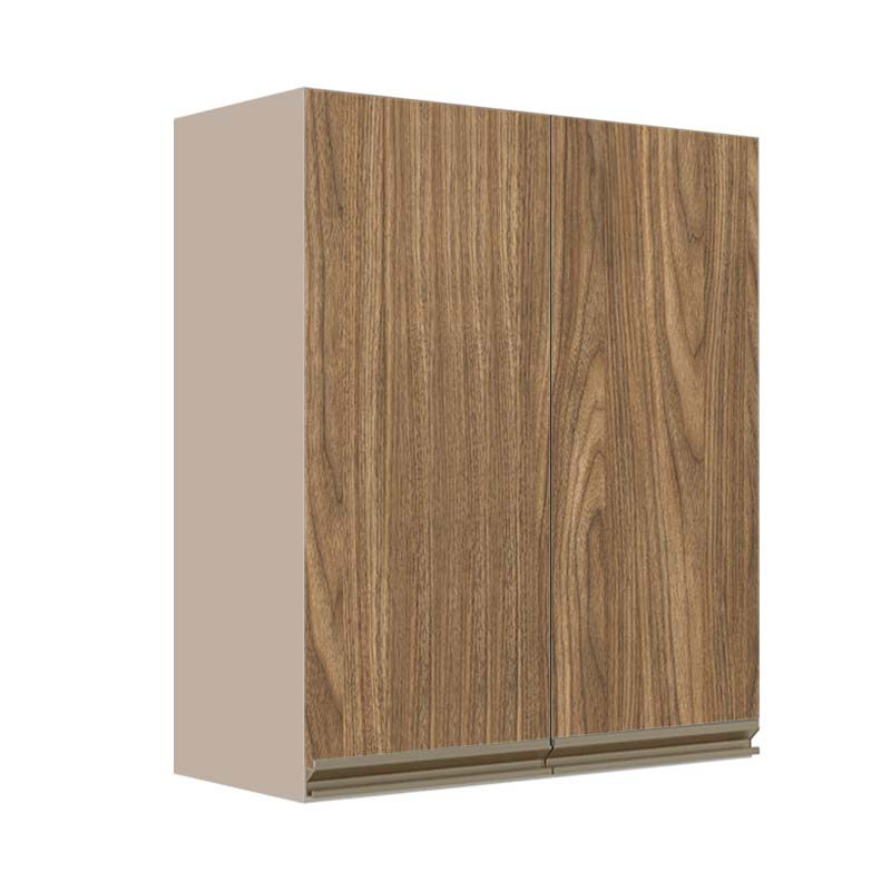Módulo Armário Aéreo 88x70x34cm 2 Portas 100% MDF Cozinha Modulada Gold J Robel Fendi/Amendoeira BP
