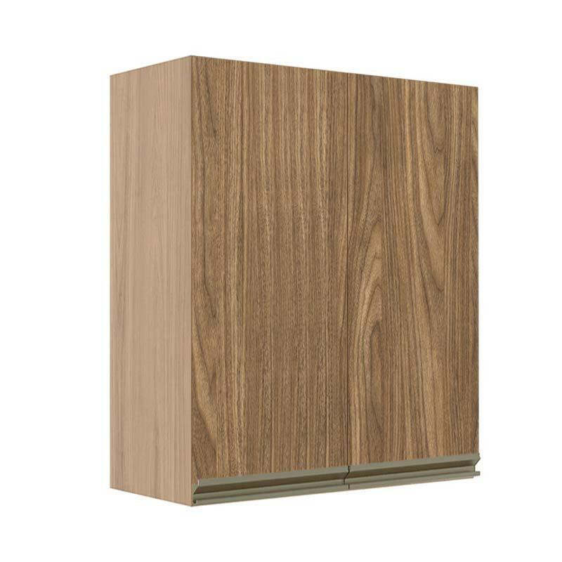 Módulo Armário Aéreo 88x70x34cm 2 Portas 100% MDF Cozinha Modulada Gold J Robel Hanover/Amendoeira BP