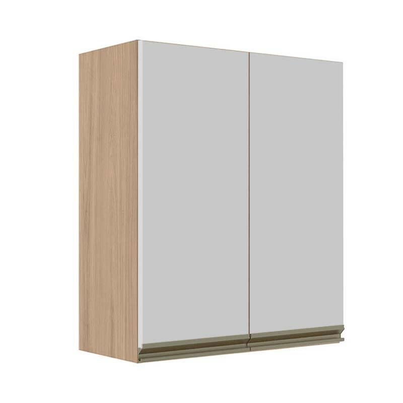 Módulo Armário Aéreo 88x70x34cm 2 Portas 100% MDF Cozinha Modulada Gold J Robel Hanover/Branco Matte