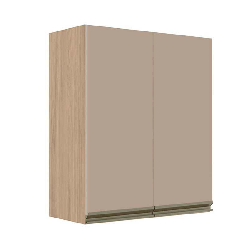 Módulo Armário Aéreo 88x70x34cm 2 Portas 100% MDF Cozinha Modulada Gold J Robel Hanover/Fendi Matte