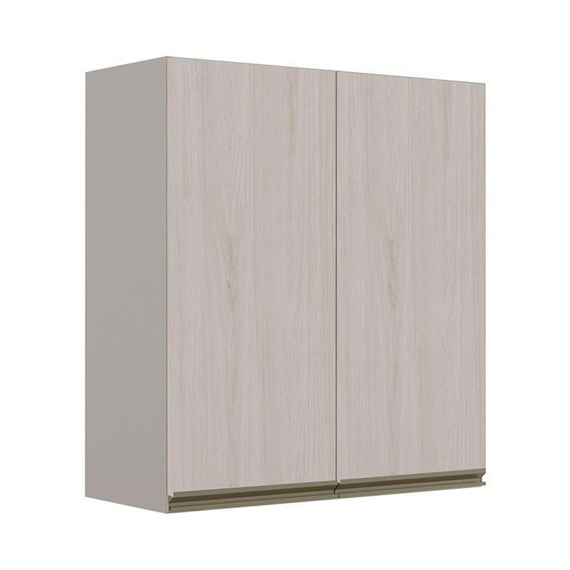 Módulo Armário Aéreo 88x80 2 Portas 100% MDF Cozinha Modulada Gold Robel Fendi/Aspen