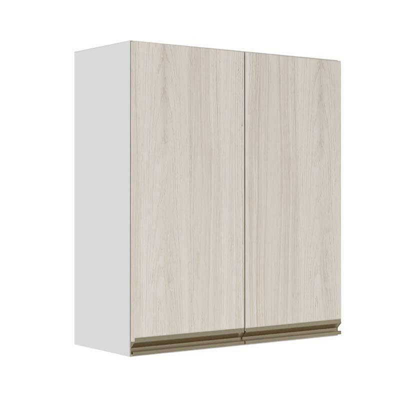 Módulo Armário Aéreo 88x80x34cm 2 Portas 100% MDF Cozinha Modulada Gold J Robel Branco/Aspen