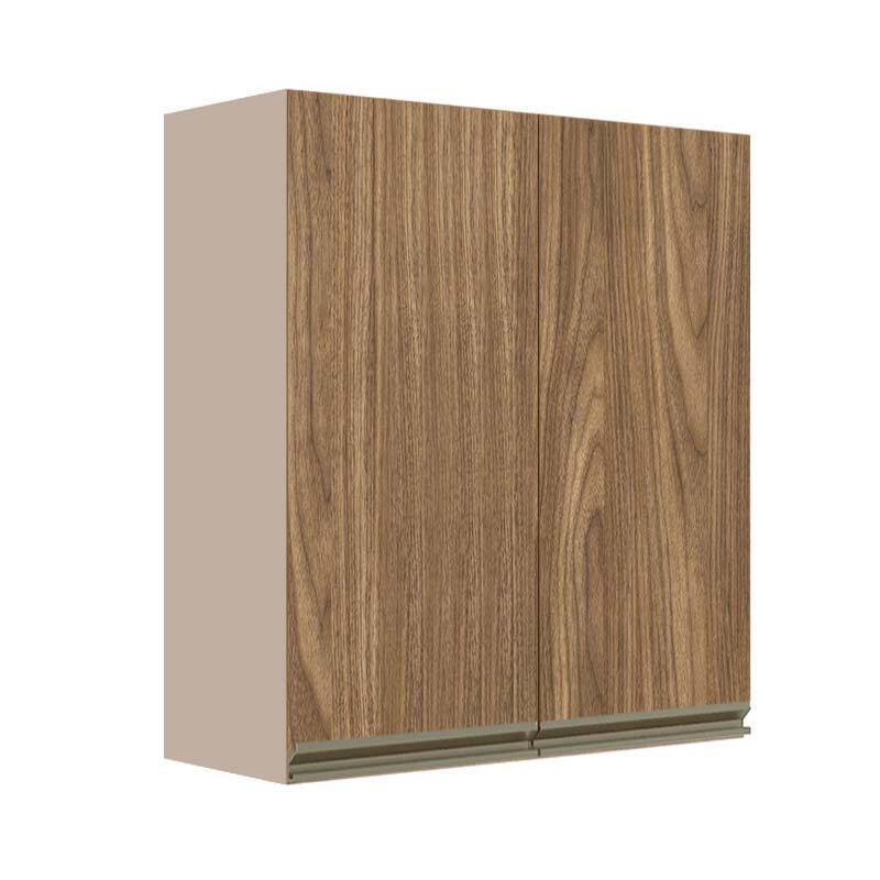 Módulo Armário Aéreo 88x80x34cm 2 Portas 100% MDF Cozinha Modulada Gold J Robel Fendi/Amendoeira BP