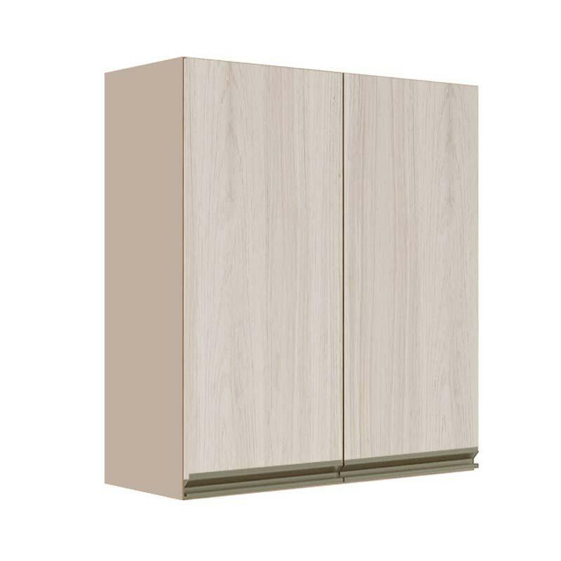 Módulo Armário Aéreo 88x80x34cm 2 Portas 100% MDF Cozinha Modulada Gold J Robel Fendi/Aspen