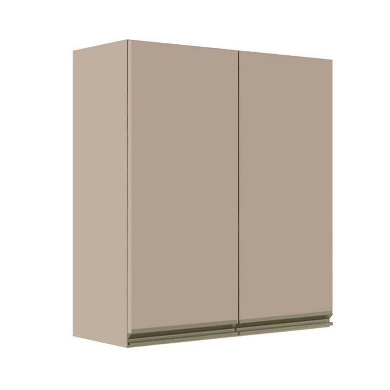 Módulo Armário Aéreo 88x80x34cm 2 Portas 100% MDF Cozinha Modulada Gold J Robel Fendi/Fendi Matte