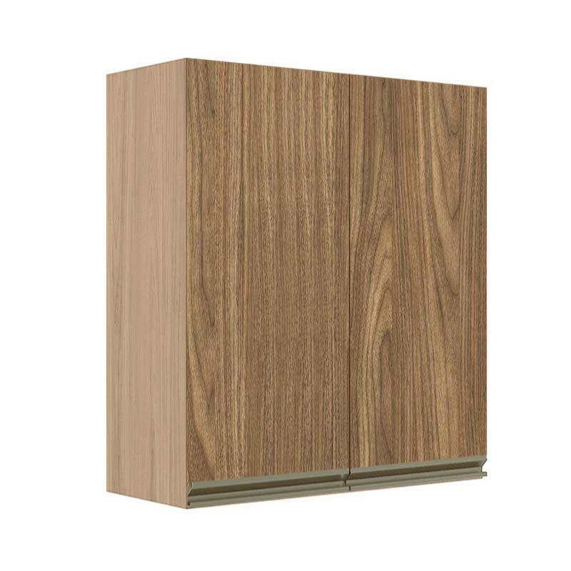 Módulo Armário Aéreo 88x80x34cm 2 Portas 100% MDF Cozinha Modulada Gold J Robel Hanover/Amendoeira BP
