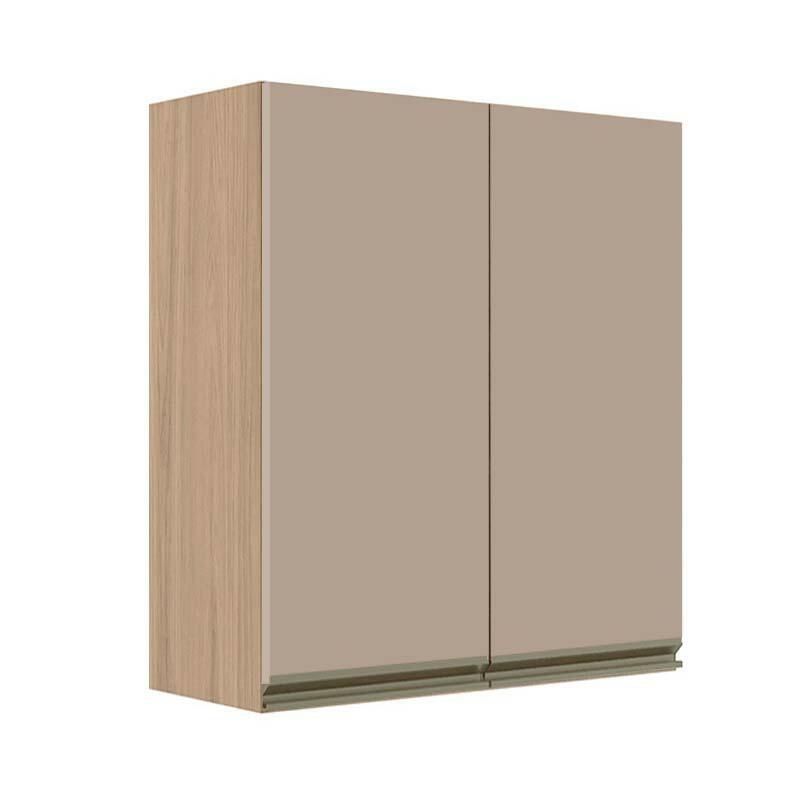 Módulo Armário Aéreo 88x80x34cm 2 Portas 100% MDF Cozinha Modulada Gold J Robel Hanover/Fendi Matte