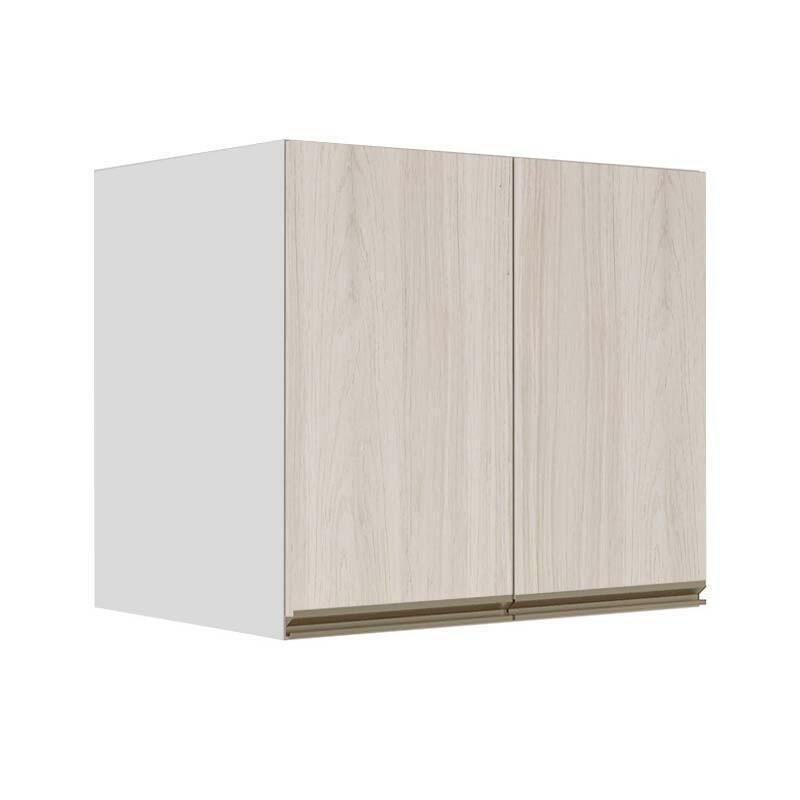 Módulo Armário Aéreo 68x80x56cm 2 Portas 100% MDF Cozinha Modulada Gold J Robel Branco/Aspen