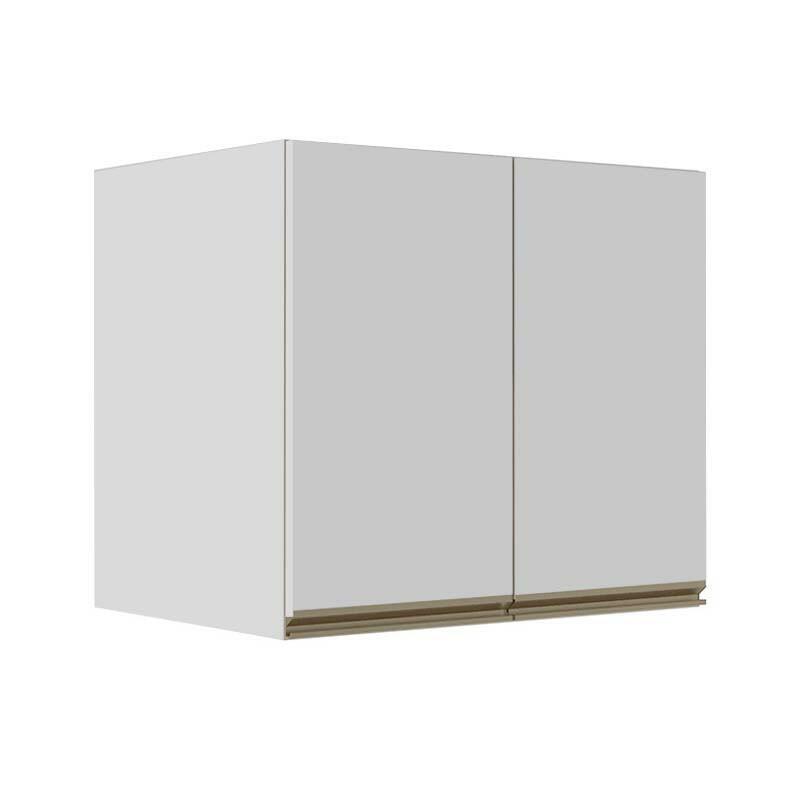 Módulo Armário Aéreo 68x80x56cm 2 Portas 100% MDF Cozinha Modulada Gold J Robel Branco/Branco Matte