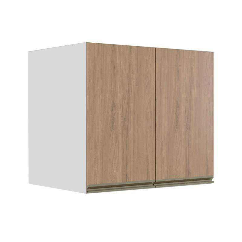 Módulo Armário Aéreo 68x80x56cm 2 Portas 100% MDF Cozinha Modulada Gold J Robel Branco/Hanover