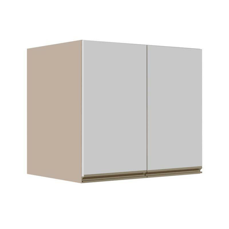 Módulo Armário Aéreo 68x80x56cm 2 Portas 100% MDF Cozinha Modulada Gold J Robel Fendi/Branco Matte