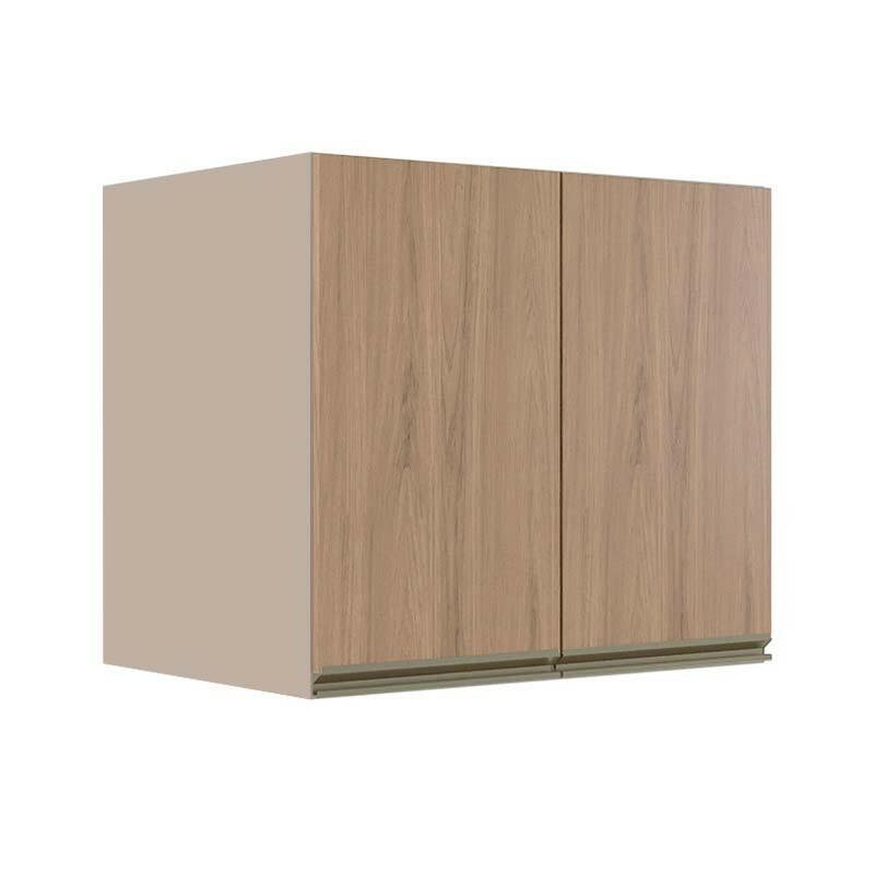 Módulo Armário Aéreo 68x80x56cm 2 Portas 100% MDF Cozinha Modulada Gold J Robel Fendi/Hanover