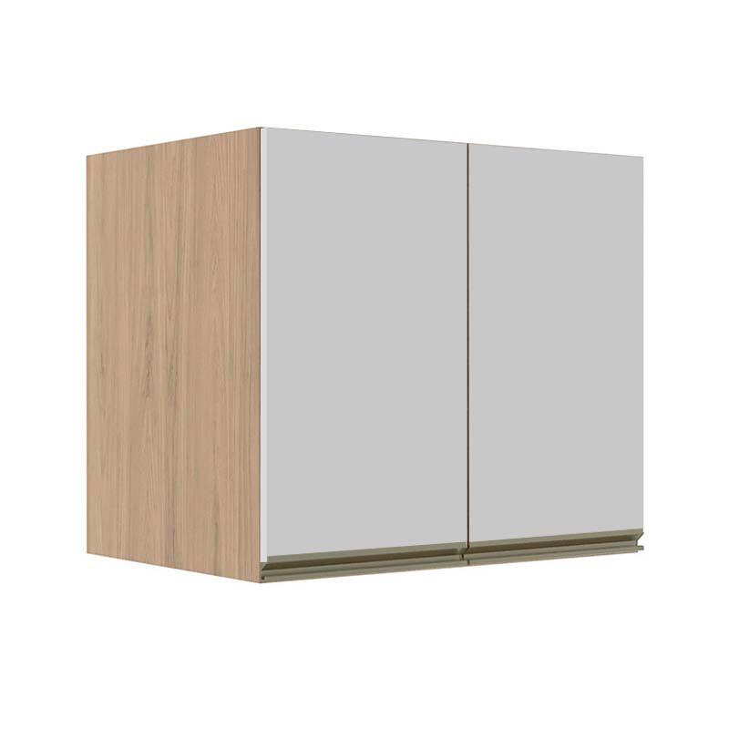 Módulo Armário Aéreo 68x80x56cm 2 Portas 100% MDF Cozinha Modulada Gold J Robel Hanover/Branco Matte