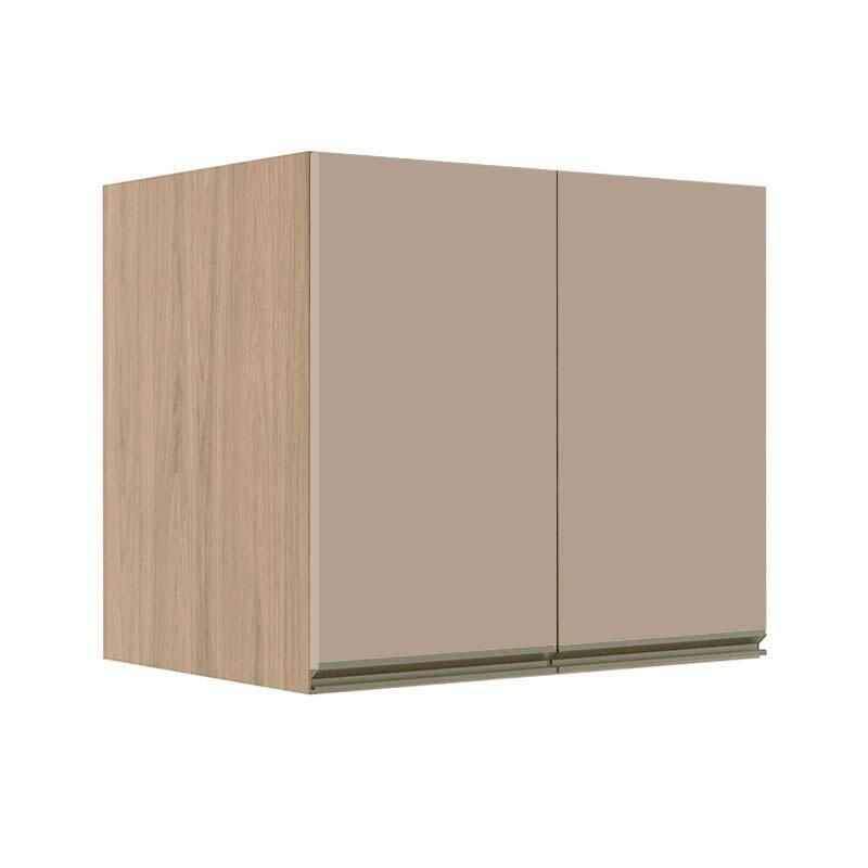 Módulo Armário Aéreo 68x80x56cm 2 Portas 100% MDF Cozinha Modulada Gold J Robel Hanover/Fendi Matte