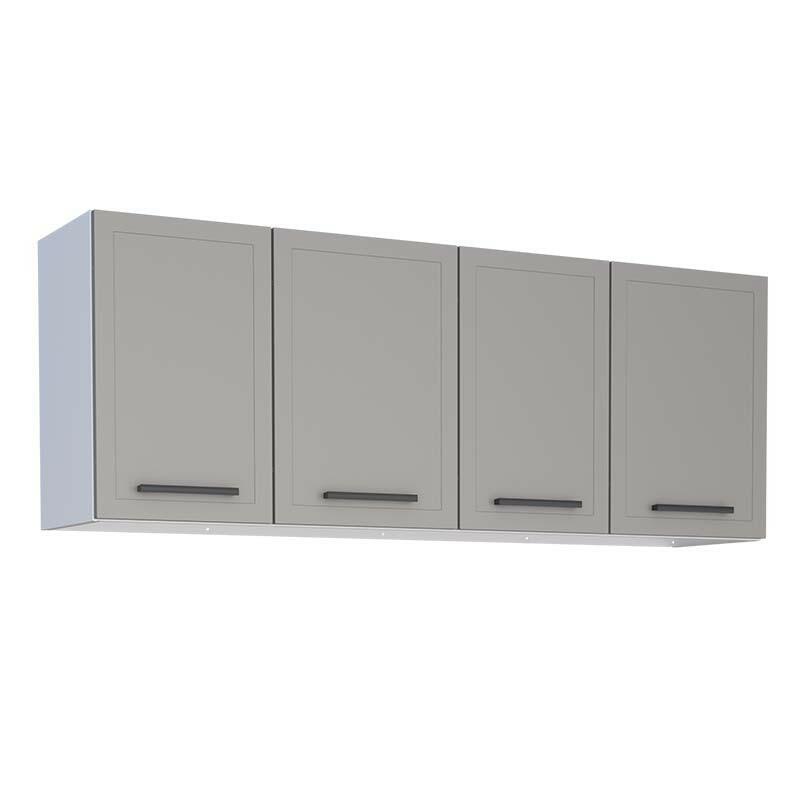 Armário Aéreo de Cozinha Aço 4 Portas Juno/Apolo 150 Cozimax Cinza Argila