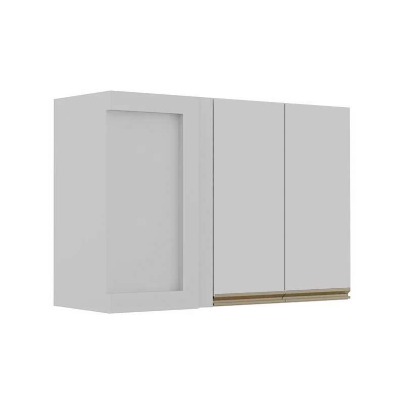 Módulo Armário Aéreo 68x100x34cm Canto Reto 100% MDF Cozinha Modulada Gold J Robel Branco/Branco Matte