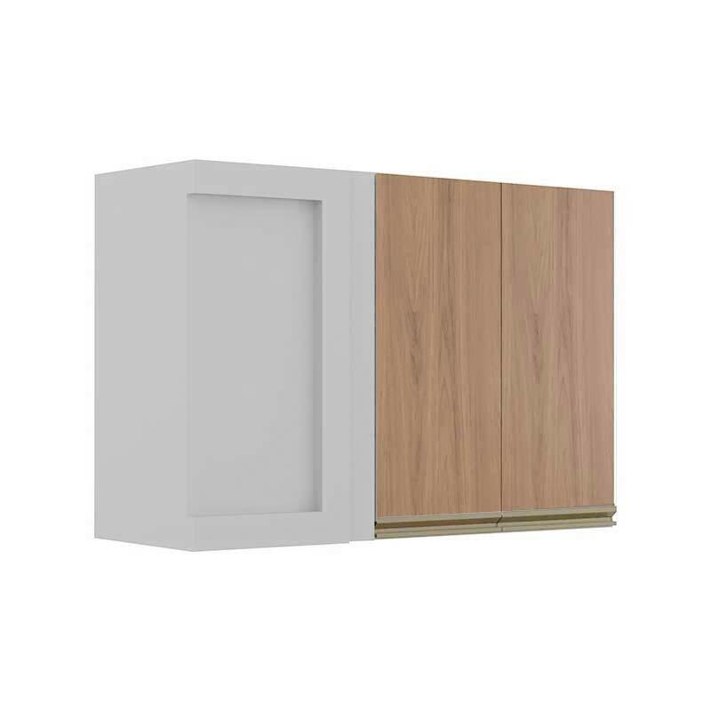 Módulo Armário Aéreo 68x100x34cm Canto Reto 100% MDF Cozinha Modulada Gold J Robel Branco/Hanover