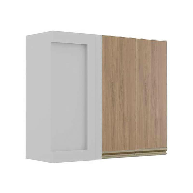 Módulo Armário Aéreo 88x100x34cm Canto Reto 100% MDF Cozinha Modulada Gold J Robel Branco/Hanover