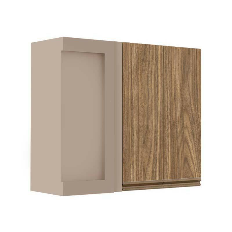 Módulo Armário Aéreo 88x100x34cm Canto Reto 100% MDF Cozinha Modulada Gold J Robel Fendi/Amendoeira BP