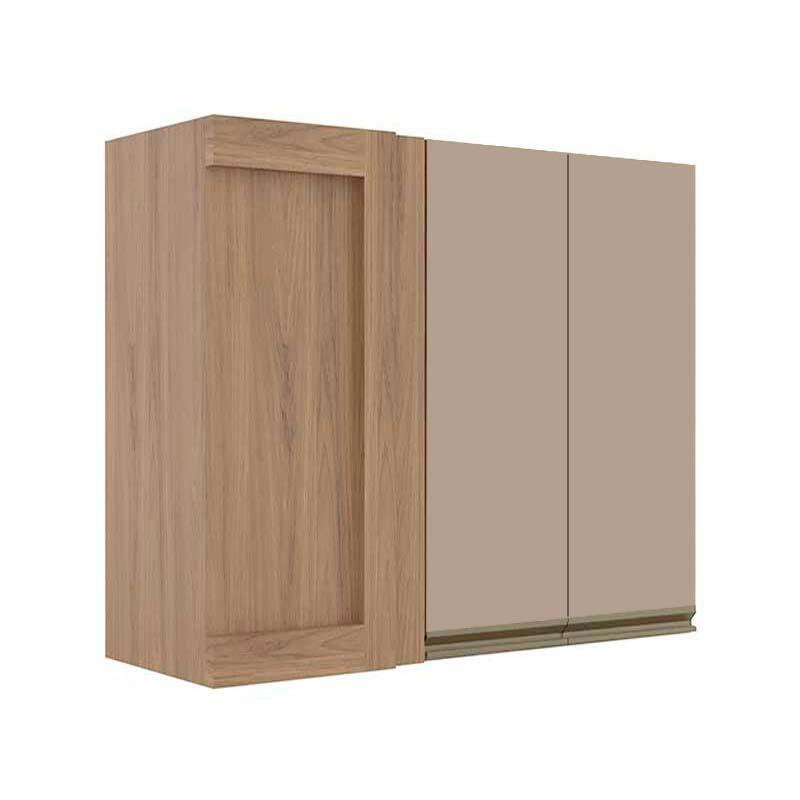 Módulo Armário Aéreo 88x100x34cm Canto Reto 100% MDF Cozinha Modulada Gold J Robel Hanover/Fendi Matte
