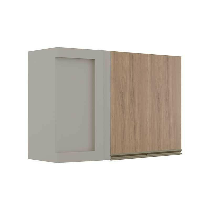 Módulo Armário Aéreo 68x100 Canto Reto Direito 100% MDF Cozinha Modulada Gold Robel Fendi/Hanover