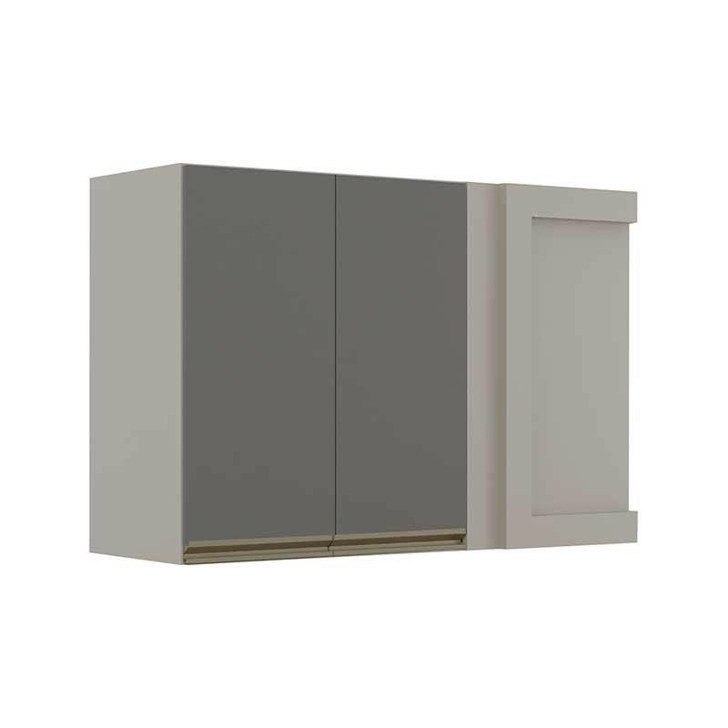 Módulo Armário Aéreo 68x100 Canto Reto Esquerdo 100% MDF Cozinha Modulada Gold Robel Fendi/Cinza