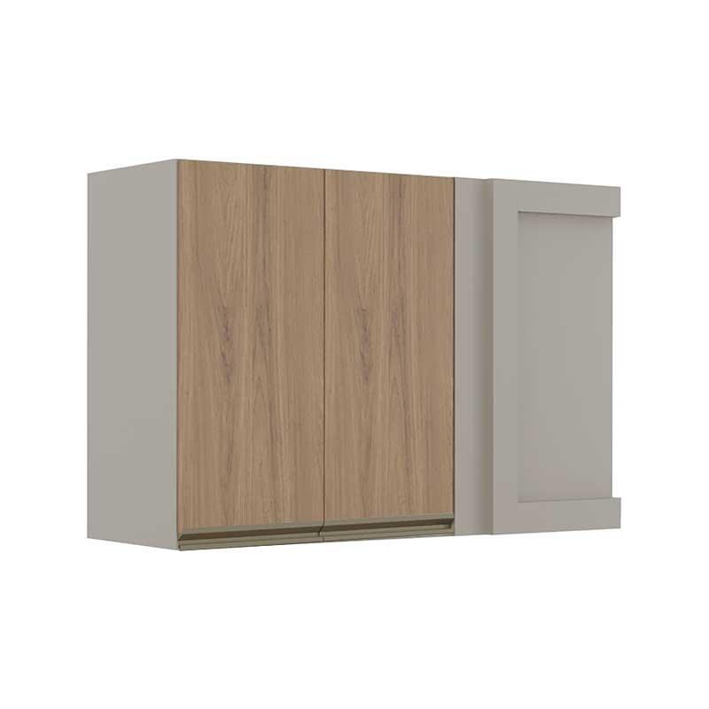 Módulo Armário Aéreo 68x100 Canto Reto Esquerdo 100% MDF Cozinha Modulada Gold Robel Fendi/Hanover