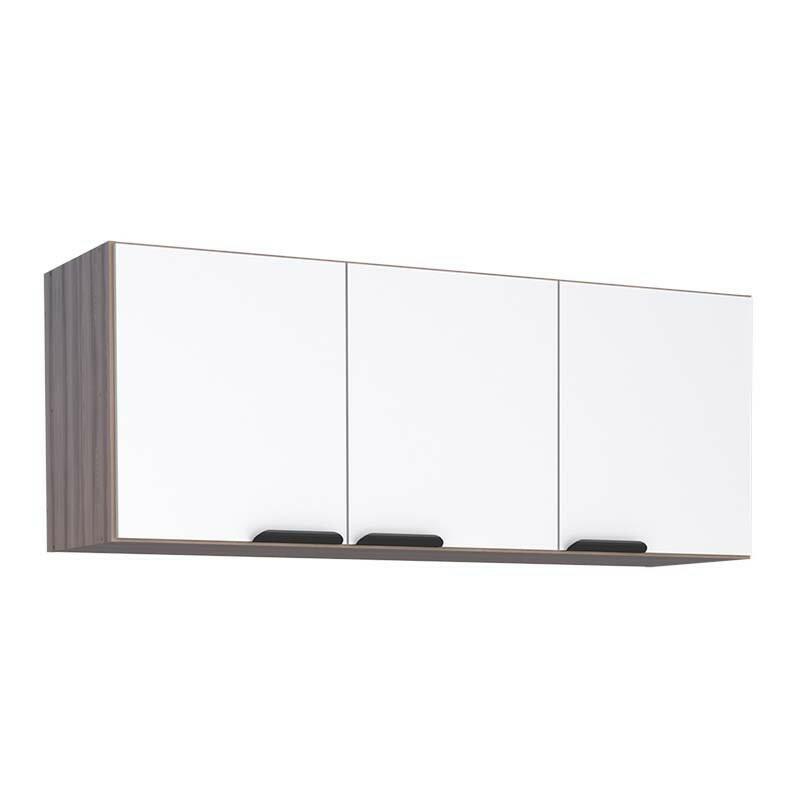 Armário Aéreo Madeira 3 Portas 120cm Flamingo Cozimax Branco/Tamarindo
