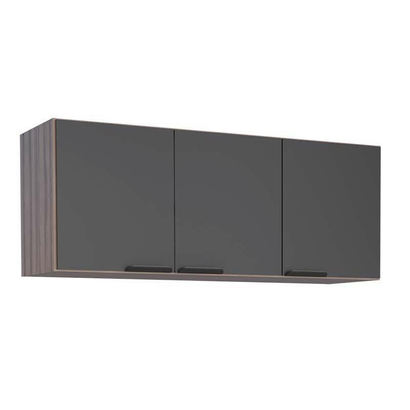 Armário Aéreo Madeira 3 Portas 120cm Flamingo Cozimax Preto/Tamarindo