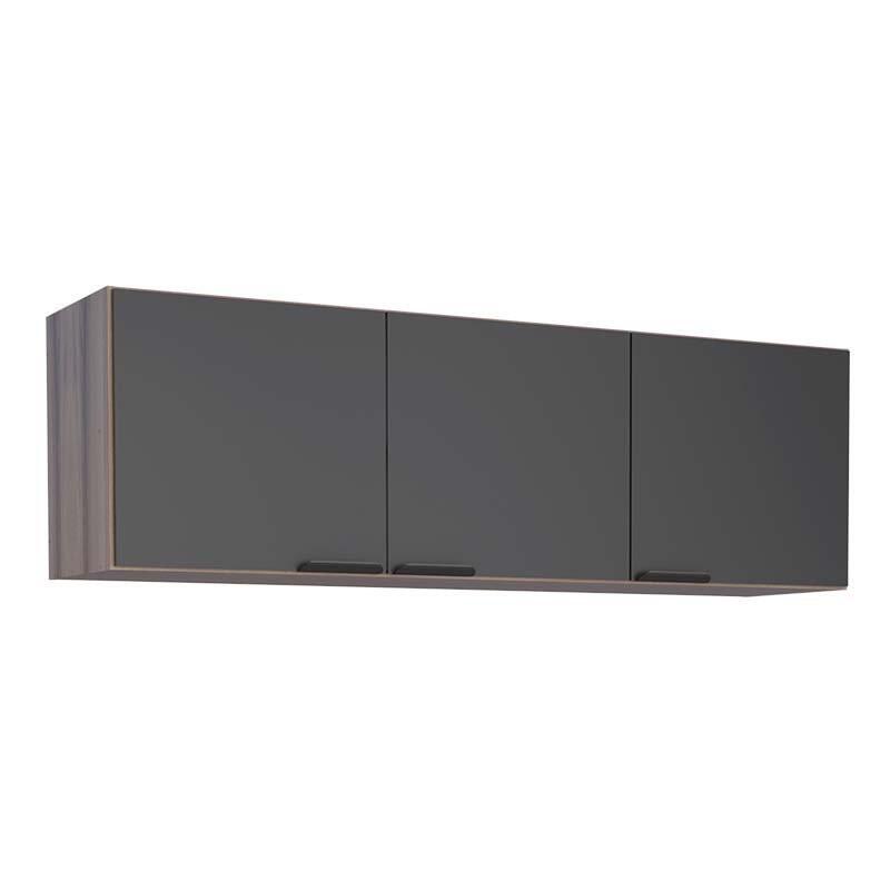 Armário Aéreo Madeira 3 Portas 150cm Flamingo Cozimax Preto/Tamarindo